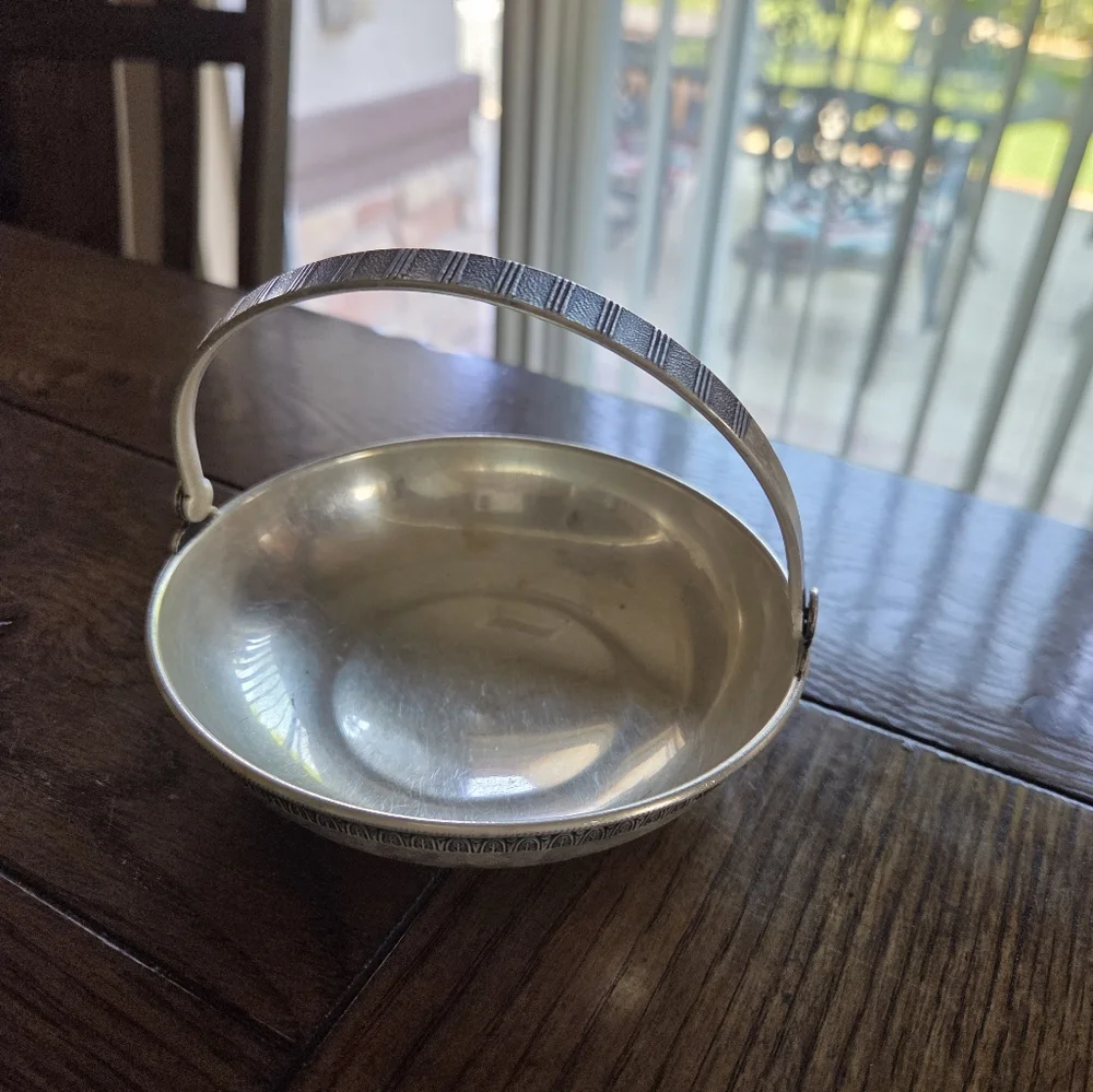 Soviet Russian Silver Plate Melchior Candy/Nut Basket 60's